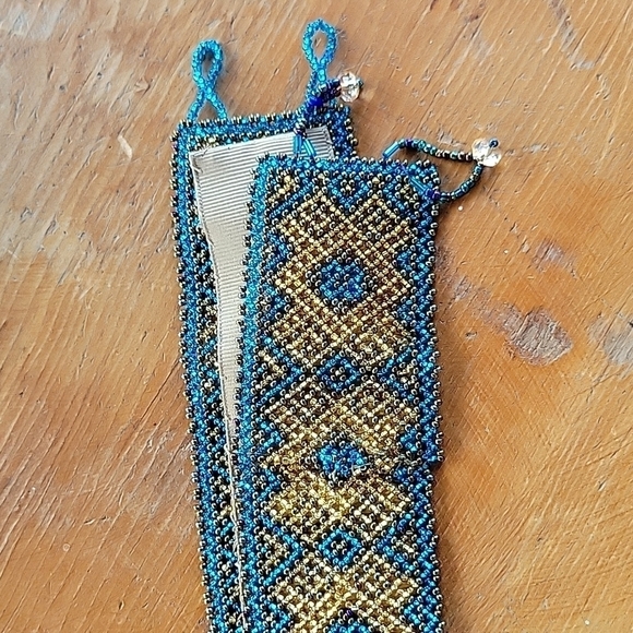 Authentic woven metallic beaded Guatemalan belt Decorative Mayan Tribal Design - Picture 6 of 9